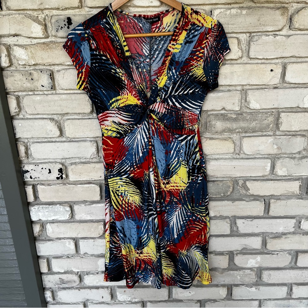 Mystique Aura women small dress multi color. Good for 4th of July